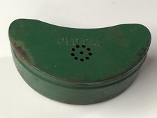 Vintage Old Pal Green Metal Fishing Belt Bait Container Vented