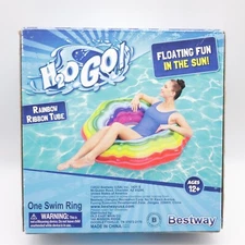 Bestway H20 Go! Pool Float Rainbow Ribbon Tube Swim Ring NEW & Sealed