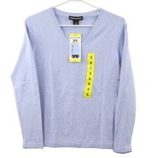 DKNY Jeans Women's Rhinestone Embellished Sweater, French Blue, SMALL
