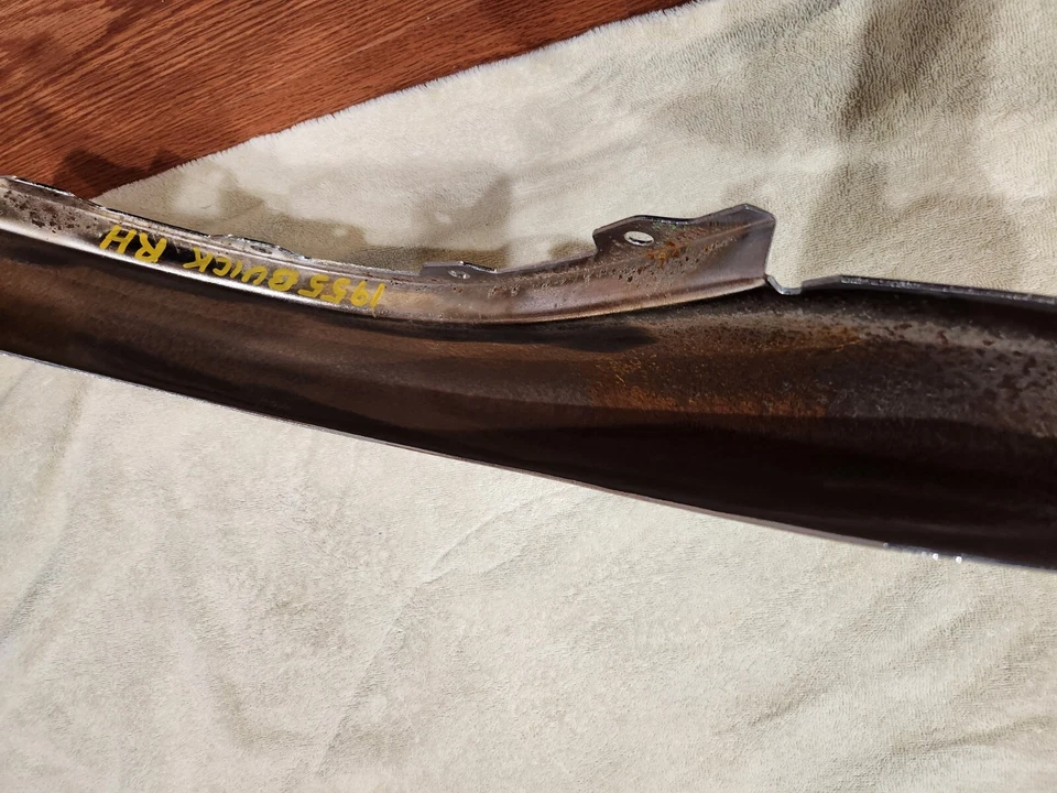 1955 BUICK FRONT UPPER RH PASSENGER SIDE BUMPER END RAIL-OEM REPLATED Foto 3 de 3