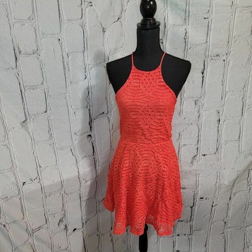 Xhilaration Coral Lace Halter Dress 