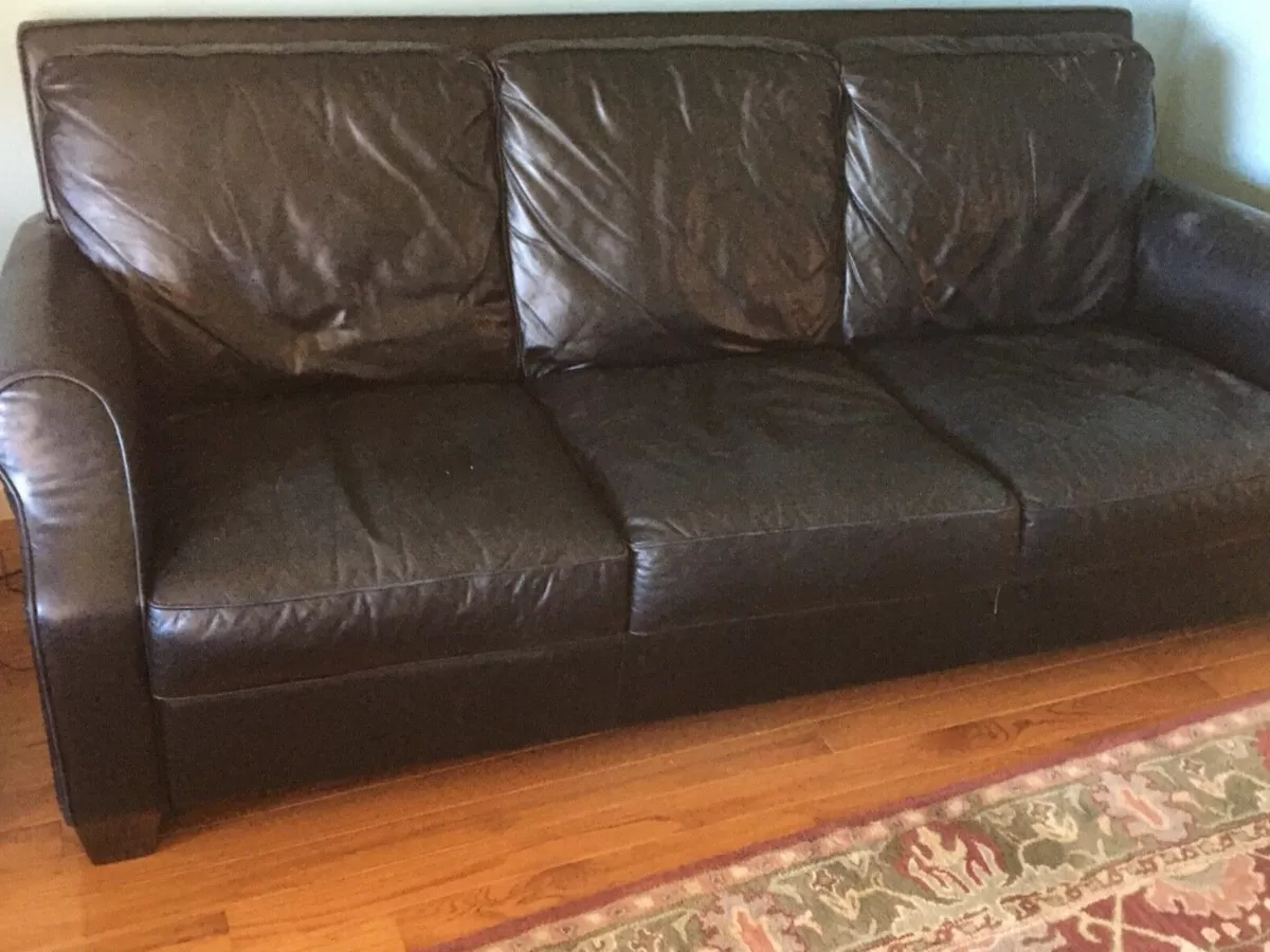 81 inch used black leather couch and chair set eBay