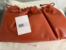 Studio Amelia Maxi Drawstring Ruched Lambskin Clutch Bag $472 Msrp