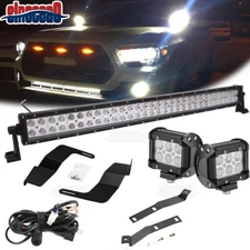 Hidden Grille Light Bar Hood DRL LED Pods Mount Kit For Toyota Tacoma 16-23 