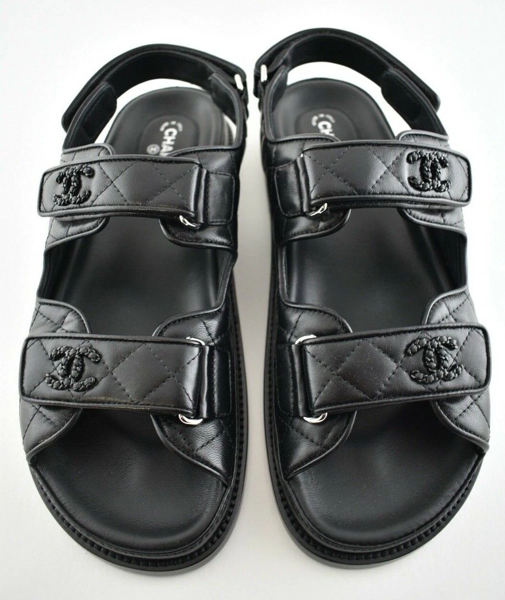 chanel black quilted sandals