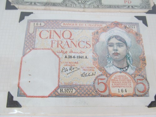Vintage Japan War Time Currency Notes 5 10 Pesos + Cinq Francs Algeria - Picture 2 of 3