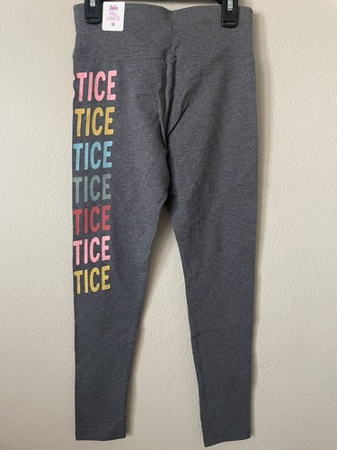 Justice Gray Colorful Logo High Waist Full Length Leggings Size 10 - Picture 5 of 5