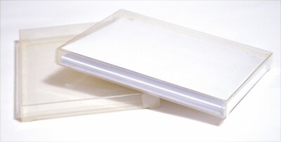 A-6 card size ( 4-7/8 x 6-5/8 x 5/8) clear plastic pop-up boxes - 25 pack