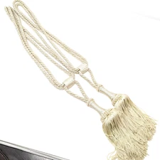 Curtain Drapery Tie Backs Ivory Decor Tassel Rope Cord Passementerie Large 26"