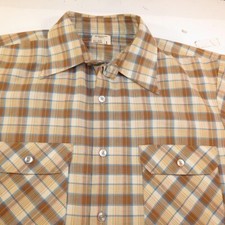 VINTAGE JCPenney BIG MAC PERMANENT PRESS BUTTON UP CAMP SHIRT Mens L / 16-16.5