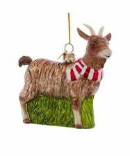 Goat With Scarf Glass Ornament Noble Gems Farmhouse Country Christmas