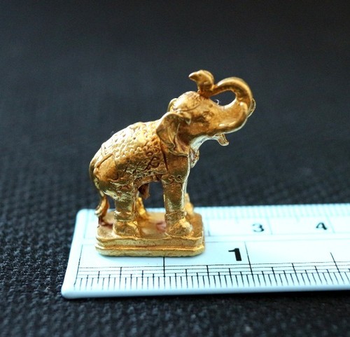 1 TRUNK UP FENG SHUI MINI BRASS THAI ELEPHANT GOOD LUCK ANIMAL FIGURE HOME DECOR - Picture 3 of 3