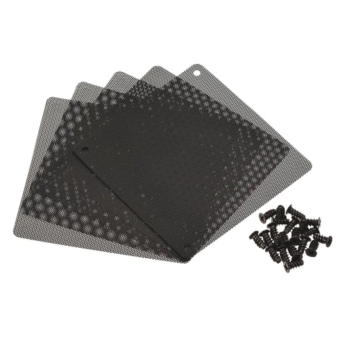 5pcs 140mm Computer Fan Filter Grills Mesh Dustproof Case Cover Screws Black