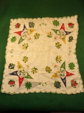 RARE OLD VTG ANTIQUE SILK  OES ORDER OF EASTERN STAR 13" x 13" HANDKERCHIEF