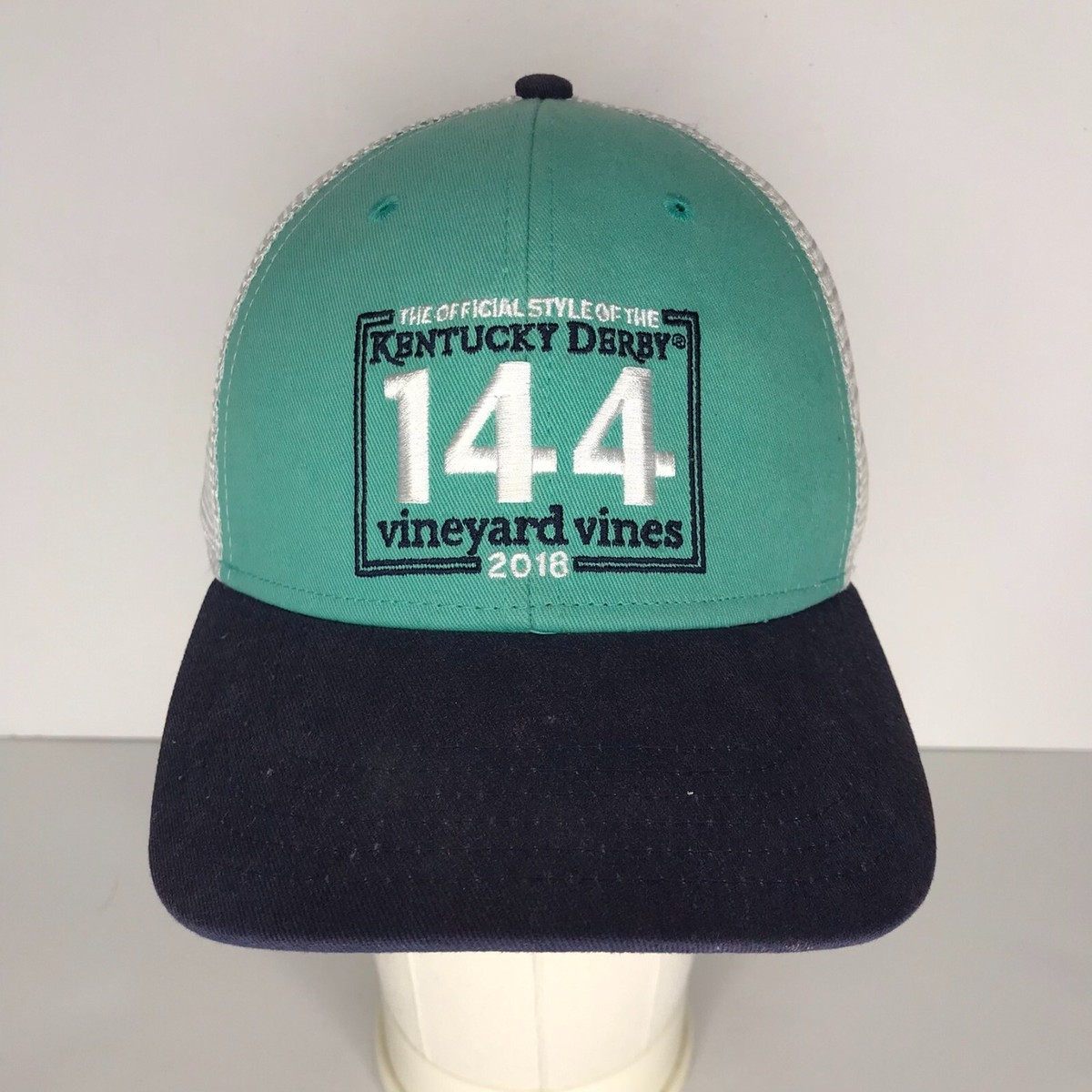 Vineyard Vines Kentucky Derby 2018 Blue White Mesh Snapback Adjustable Hat