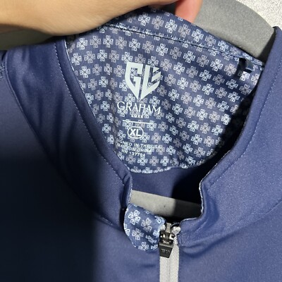 Graham Luxe Walker Blue Quarter Zip Long Sleeve Shirt Men XL | eBay
