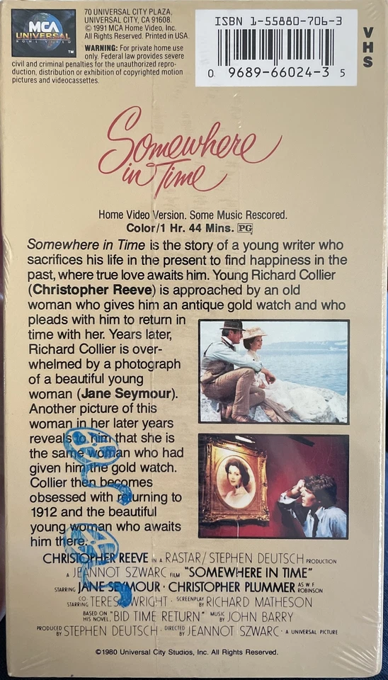 Christopher Reeve Somewhere in Time VHS Tape   - Image 4 of 4