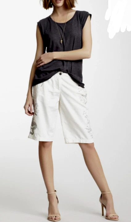 Corto Da-Nang Dragon Mezcla Seda Blanco XS NUEVO CON ETIQUETAS $152 Foto 4 de 4