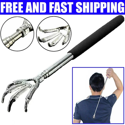 EAGLE CLAW METAL BACK SCRATCHER BLACK TELESCOPIC EXTENDABLE MASSAGER UK STOCK