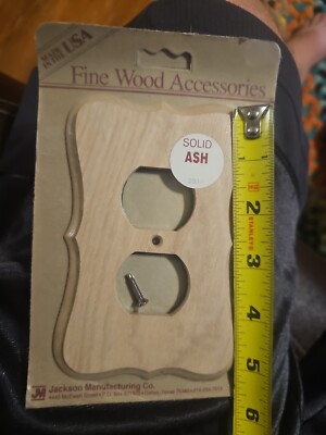 Solid Ash Wood single gang Outlet Plate by Jackson Mfg.