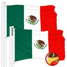 G128 2 Pack: Mexico Mexican Flag 5x8 Ft Embroidered 300D Polyester