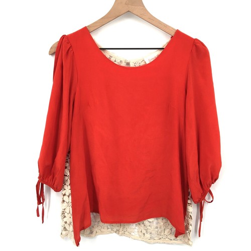 STITCH & KNOT Silk & Cotton Lace ButtonBack Blouse b… Gem