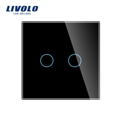 Livolo Touch Glas Schwarz Lichtschalter Steckdose Doppelt TouchSchater mit LED - Bild 2 von 10