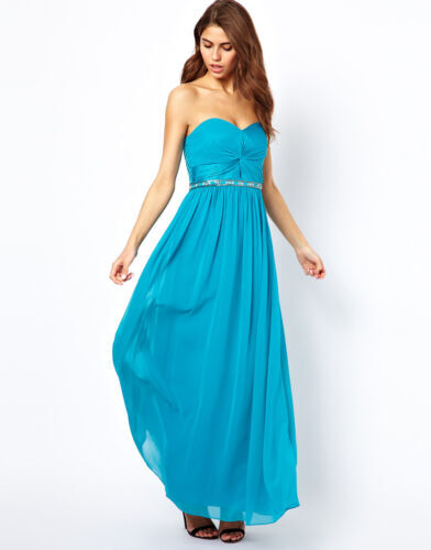 coast teal evening dress size 16 resale uk Coast Turquoise Maxi Dress With Embellished Waist UK 16 rrp £180 Box90 DD  17