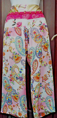 TWIN-SET by Simona Barbieri Floral 100% Silk Trousers with Attached Shorts