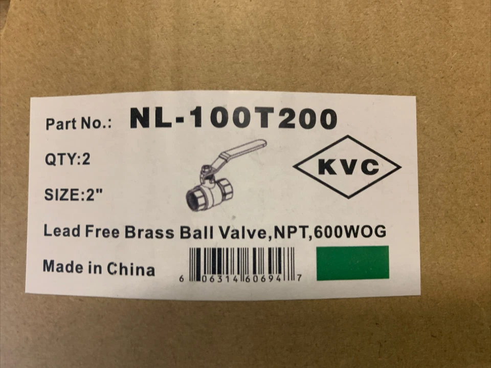 Box Of 2 - KVC 2" NO LEAD FULL PORT NPT BRASS BALL VALVE - NL-100T200 - Image 4 of 4