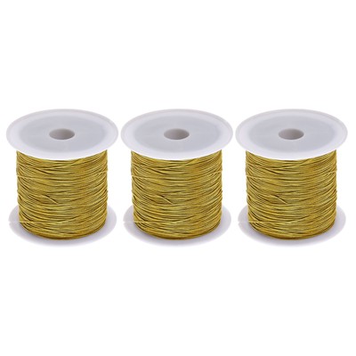 3Rollen Nylon Perle Faden Knoten Schnur 0.6mm 50Yards Satinschnüren,Goldrute