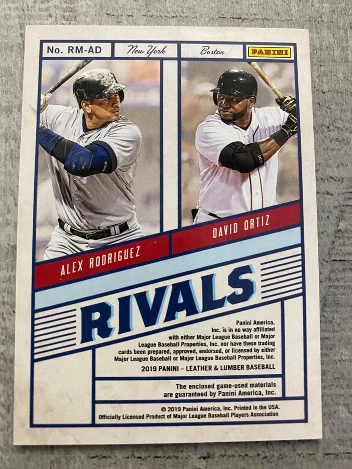 2019 Leather & Lumber Alex Rodriguez David Ortiz Rivals Jersey #41/99 note nick - Image 2 of 3
