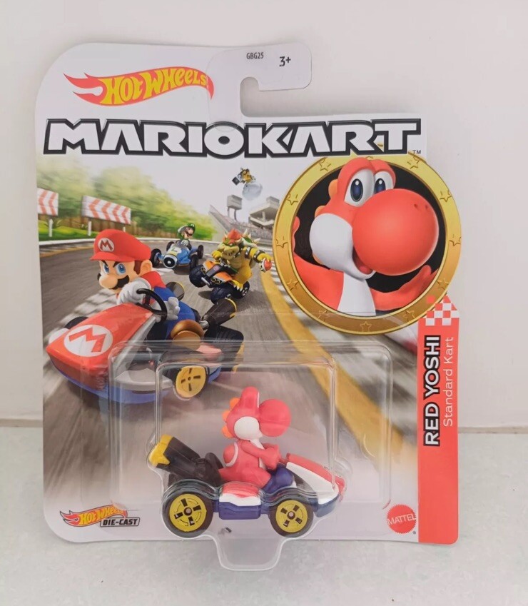 Hot Wheels Mario Kart Die Cast Rosso Yoshi ~ Nuovo & Sigillato