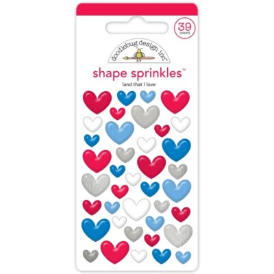 Doodlebug ~ HOMETOWN USA ~ Land That I Love ~  Shape Sprinkles ~ Enamel Dots