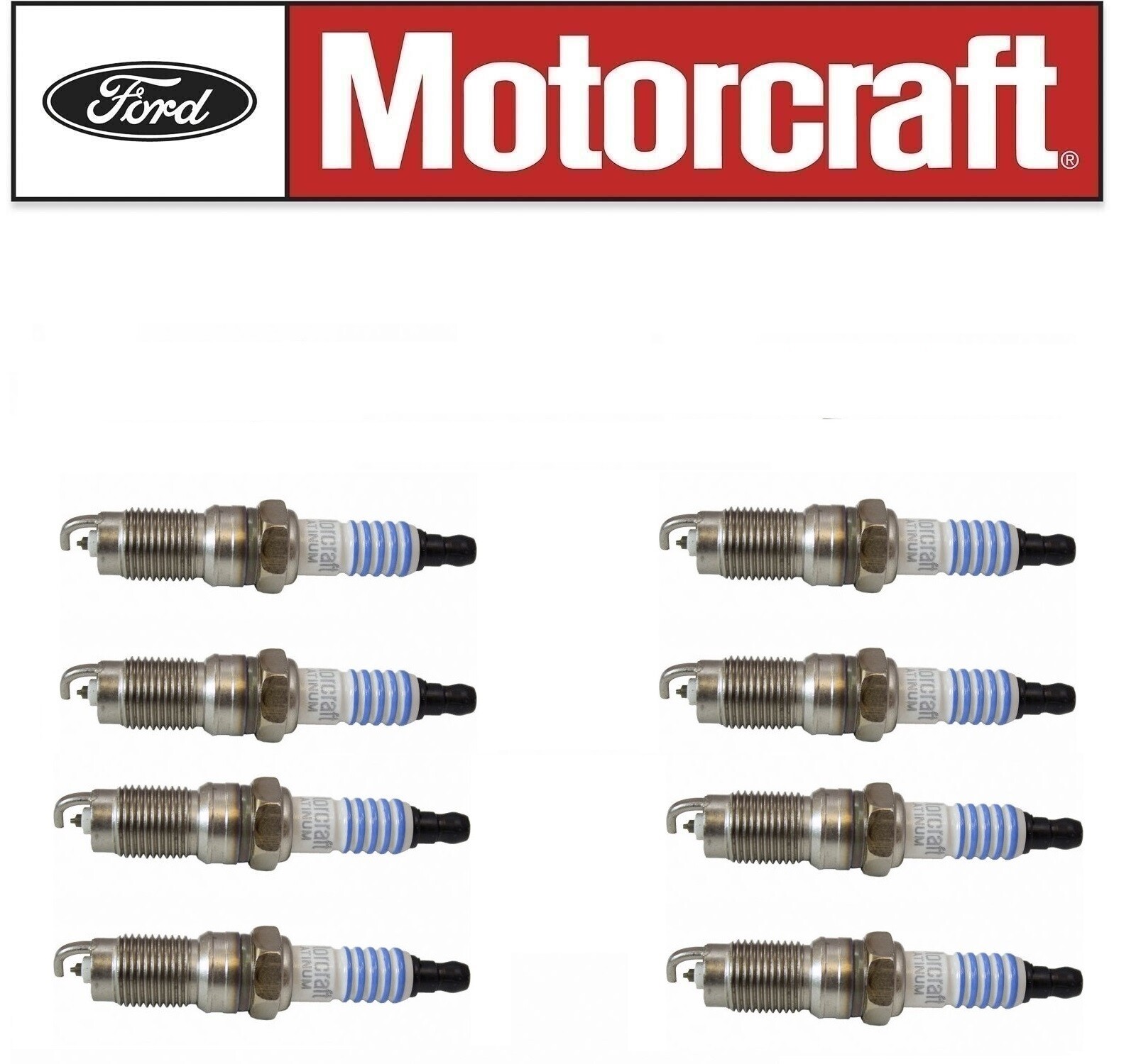 Set of 8 Spark Plug Motorcraft SP-504 AGSF34FM, AGSF34FMF4 Finewire Platinum