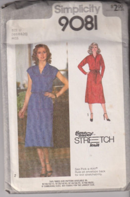 9081 SIMPLICITY c.1979 - Pullover DRESS w Tie BELT - Sz 16/18/20 B 38/40/42''