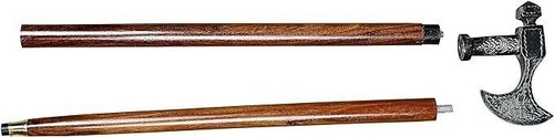 Vintage Style Brass Axe Head Handle Nautical 37"Wooden Walking Stick Cane Gift - Picture 3 of 8