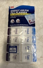 CVS AM/PM Weekly Pill Box Planner Large Clear Labels SEALED/FAST SHIPPING