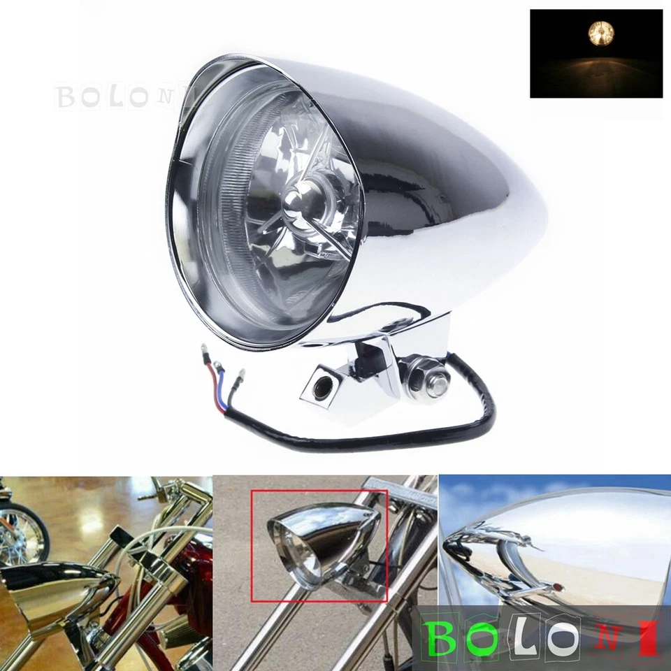 4.5" Bullet Headlight For Harley Big Twins Chopper Sportster 1200 883 Dyna — 第 2/4 张图片