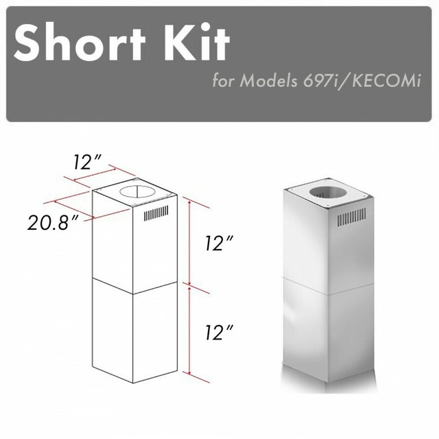 ZLINE SHORT CHIMNEY KIT ISLAND RANGE HOOD under 8 FT ...