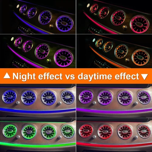 8PCS AC Vent Ambient Light For Mercedes Benz E-Class W213 2016-2023 64 Colors - Picture 5 of 11