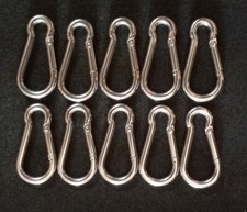 10 St&uuml;ck Karabinerhaken Edelstahl 50 m/m rostfrei f&uuml;r Feuerwehr/Polizei/THW/DRK