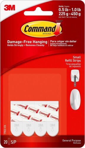 2 Packs Of Command Refill Strips-Small White 17022-ES Holds 0.5-1 Lb (40 Strips)