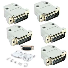 5X DB15 15 Pin Male Solder Cup Connector Plastic Hood Shell and Hardware DB15
