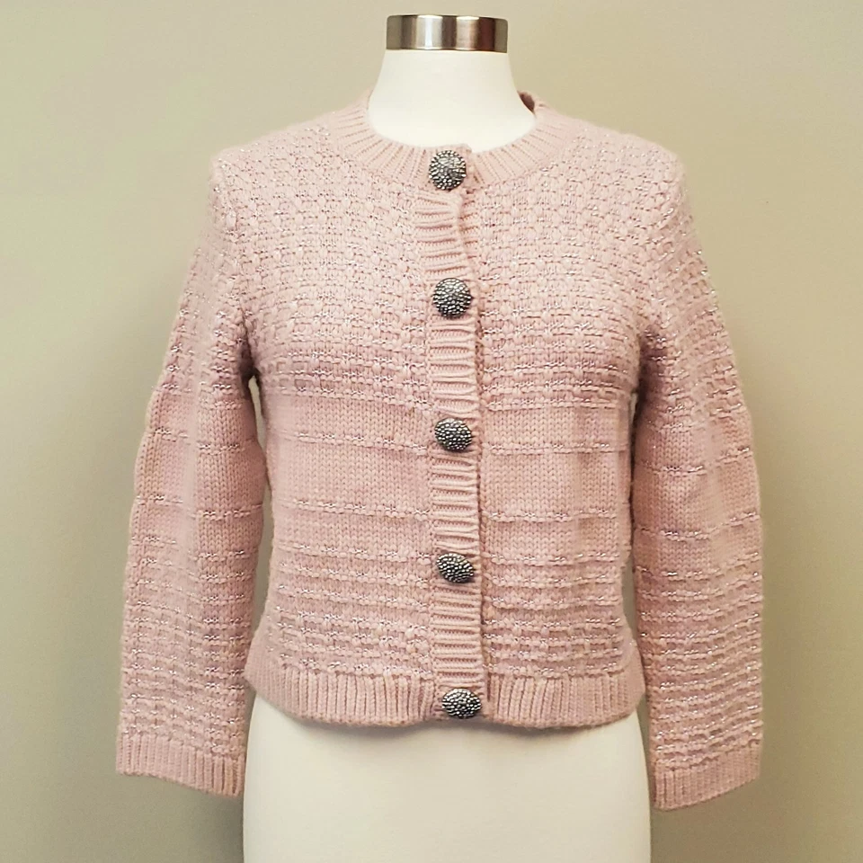 Kate Spade Jewel Button Texture Cropped Cardigan Size M NWT