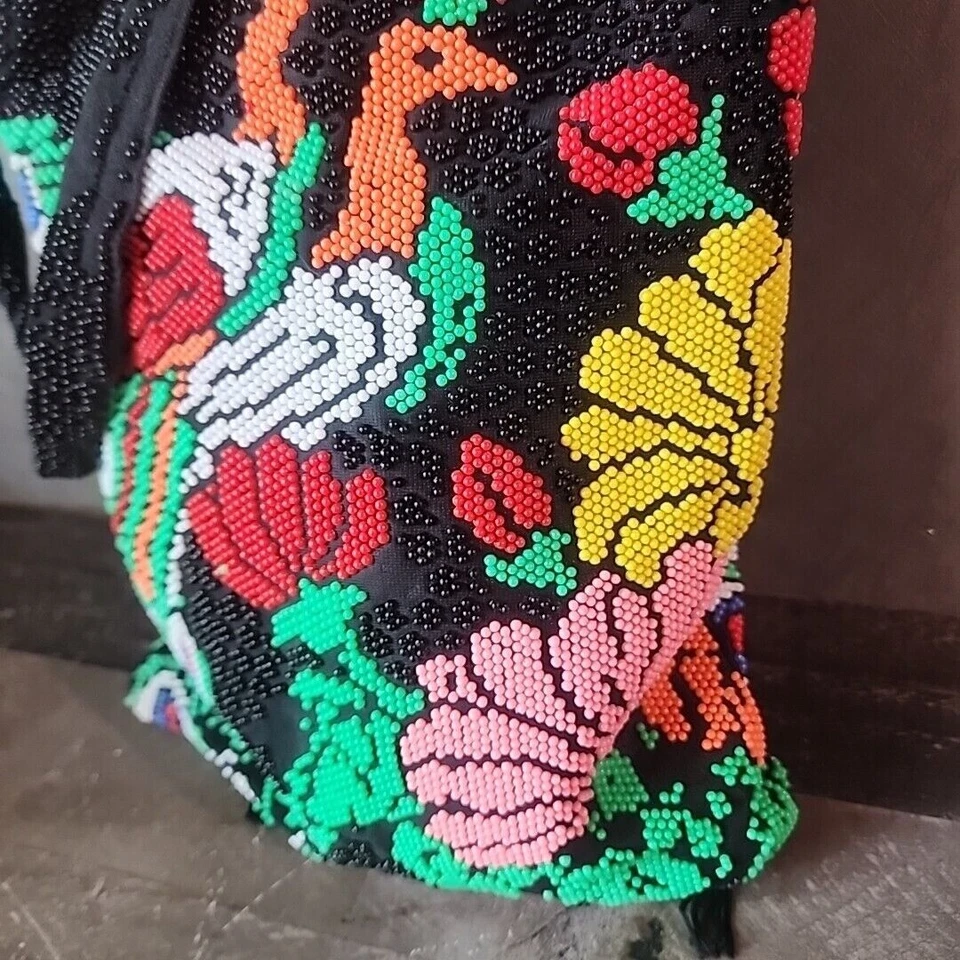 60-е Конфеты Dot бисером сумка с павлинами и цветок мотив многоцветный богемное - Изображение 2 из 4