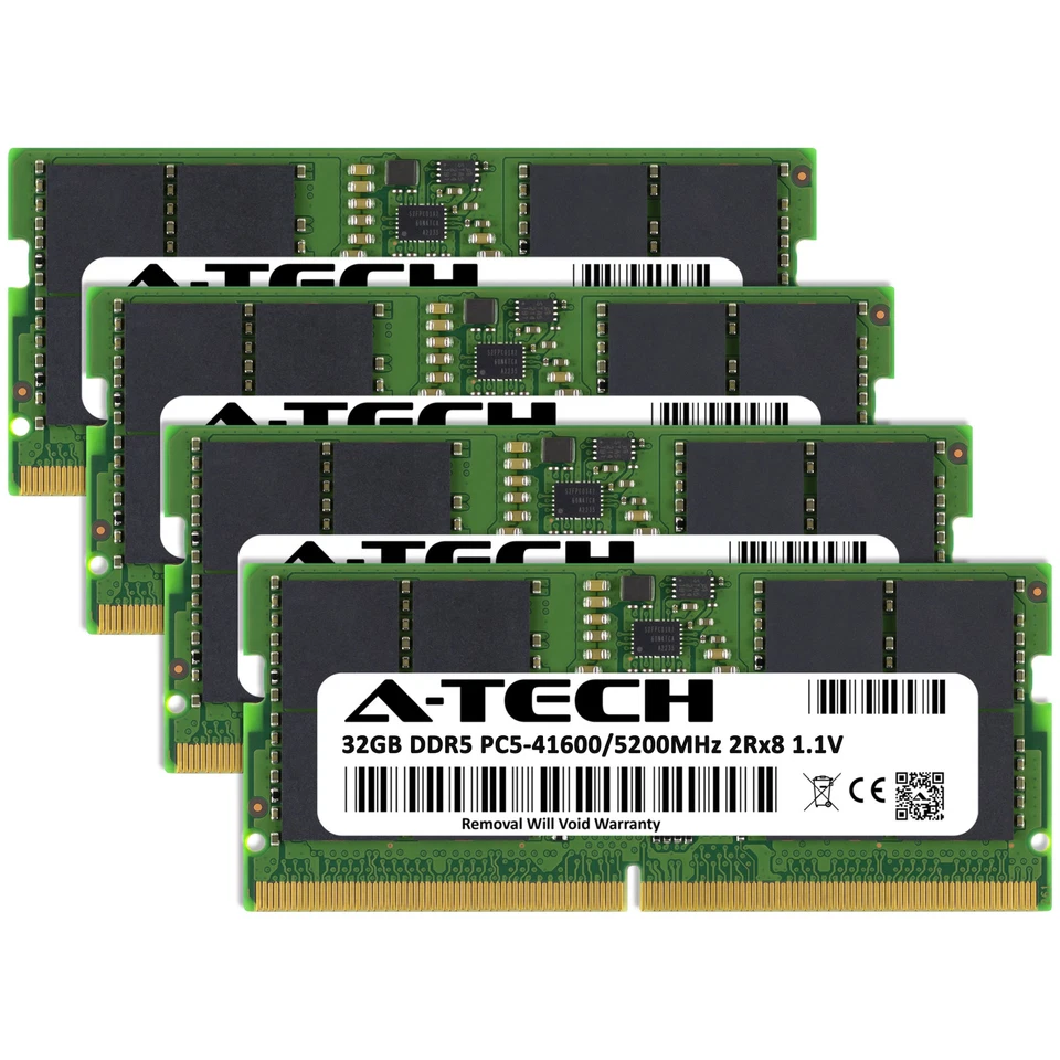 A-Tech 128GB 4x 32GB PC5-41600 DDR5 5200 MHz Non-ECC SODIMM Laptop Memory RAM x4 - Image 2 of 4
