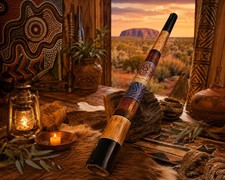 40&rdquo; 8 lb Australian Hardwood Didgeridoo G/G# Termite Hollowed Hand Painted