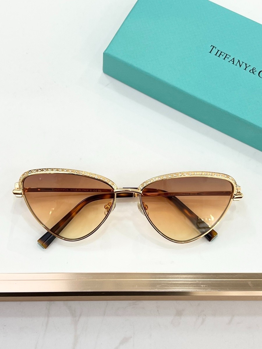 Tiffany & Co. Style Cat Eye Sunglasses - Luxury Crystal Metal