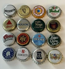 Used Guinness New Castle Beck's St Pauli Girl Grolsch Bass Coors Beer Cap 16 Lot
